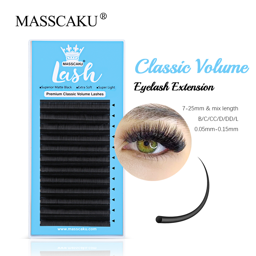 Eyelash Extension Russian - MASSCAKU-وصلات رموش كلاسيكية منتظمة ، ريش