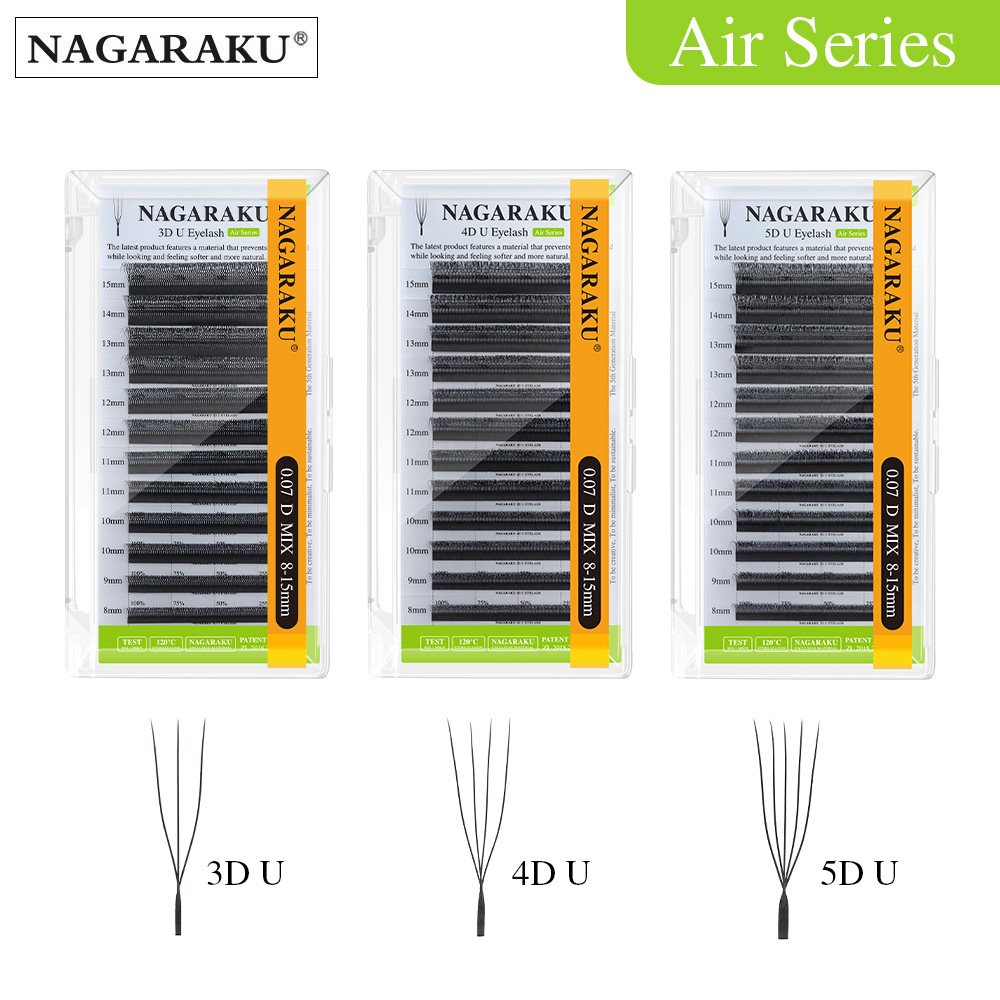Eyelash Extension Human Hair - NAGARAKU U شكل ثلاثية الأبعاد/4D/5D ضوء