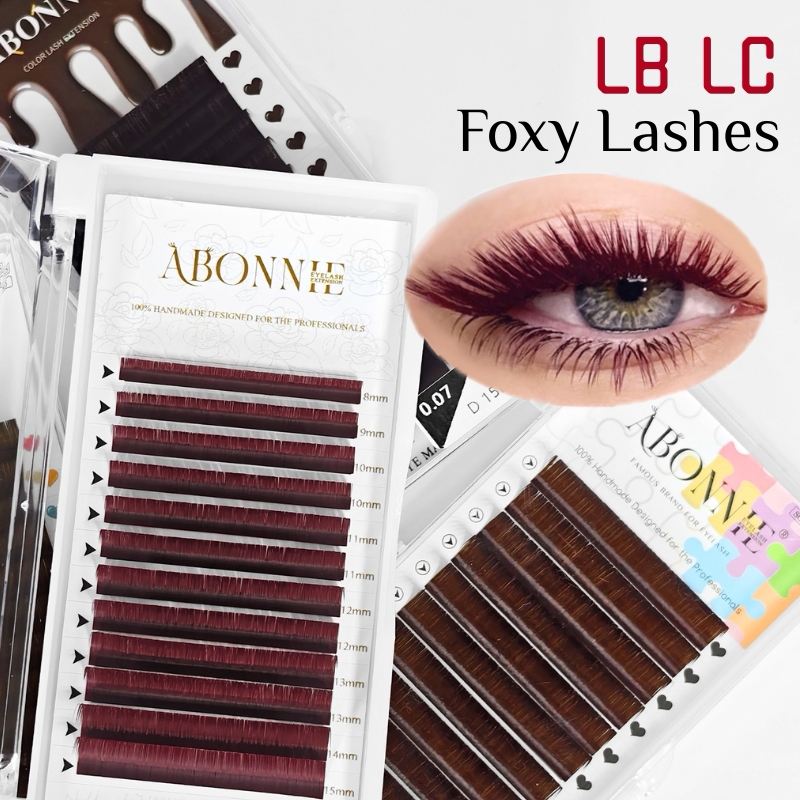 Eyelash Extension Russian - رموش LB LC بلون النبيذ الأحمر،