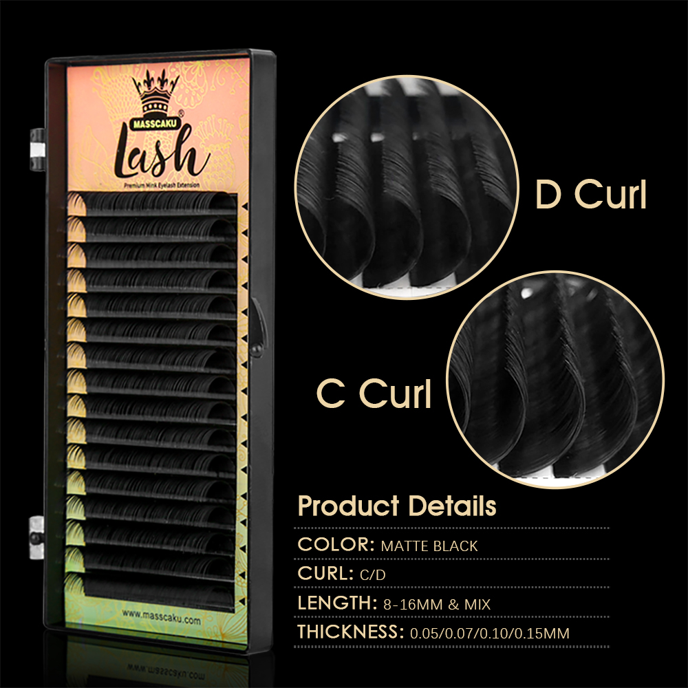16 خطًا MASSCAKU C D Curl رموش - مراجعة Eyelash Extension Russian وسعره