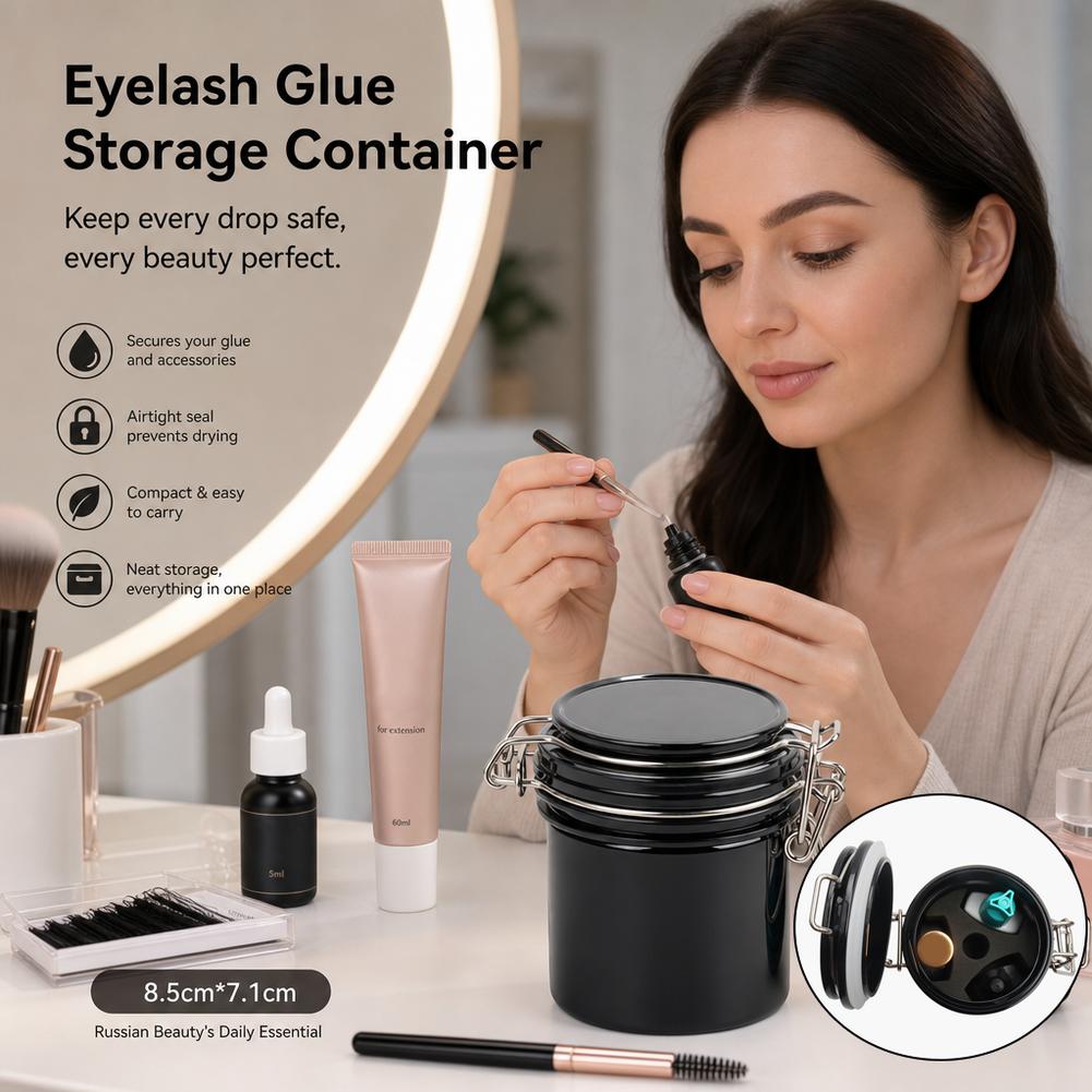 حاوية تخزين غراء الرموش محكمة  - مراجعة Eyelash Extension Look وسعره