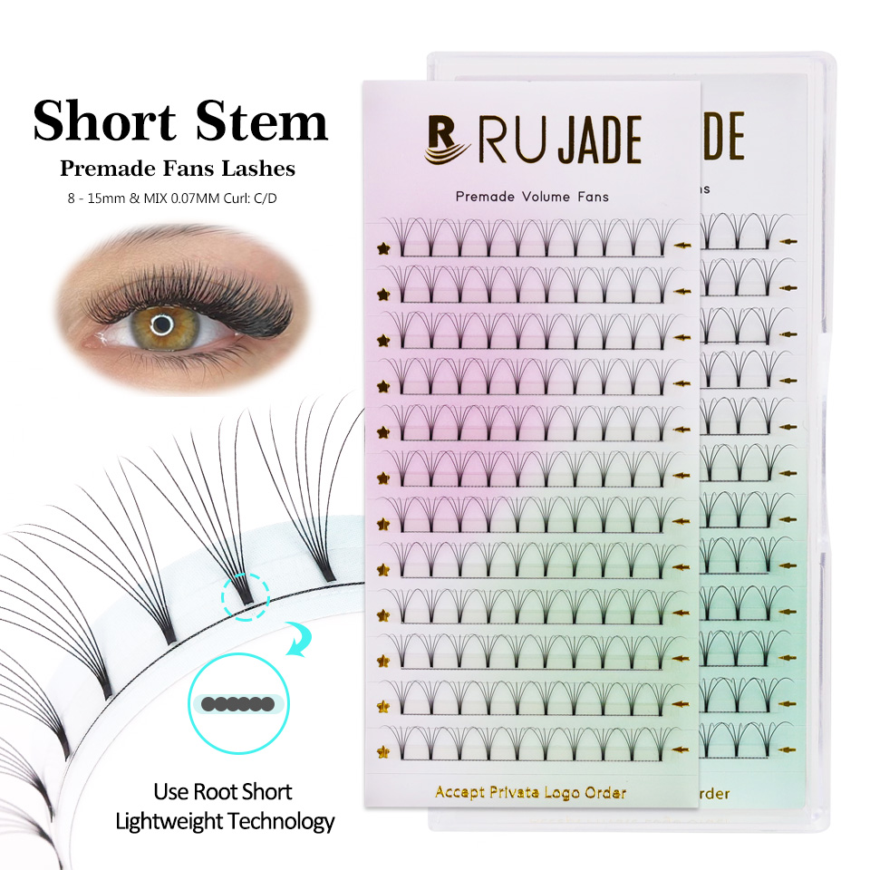 RUJADE قصيرة الجذعية 3D 4D 5D  - مراجعة Eyelash Extension Russian وسعره
